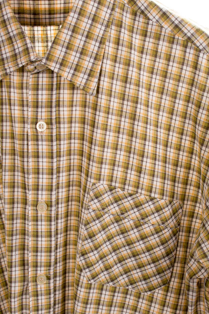 Vintage Hemd grün kariert 60er 70er braun Disco grün L 52-54 M 48-50 Mann Rockabilly vintageberlin.de