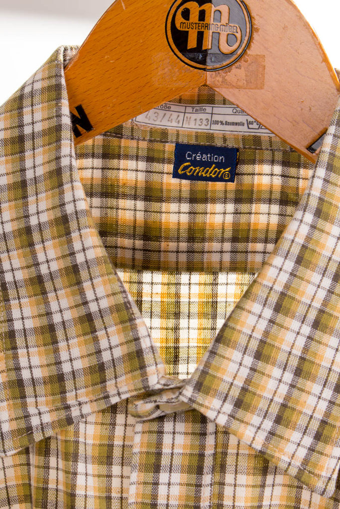 Vintage Hemd grün kariert 60er 70er braun Disco grün L 52-54 M 48-50 Mann Rockabilly vintageberlin.de