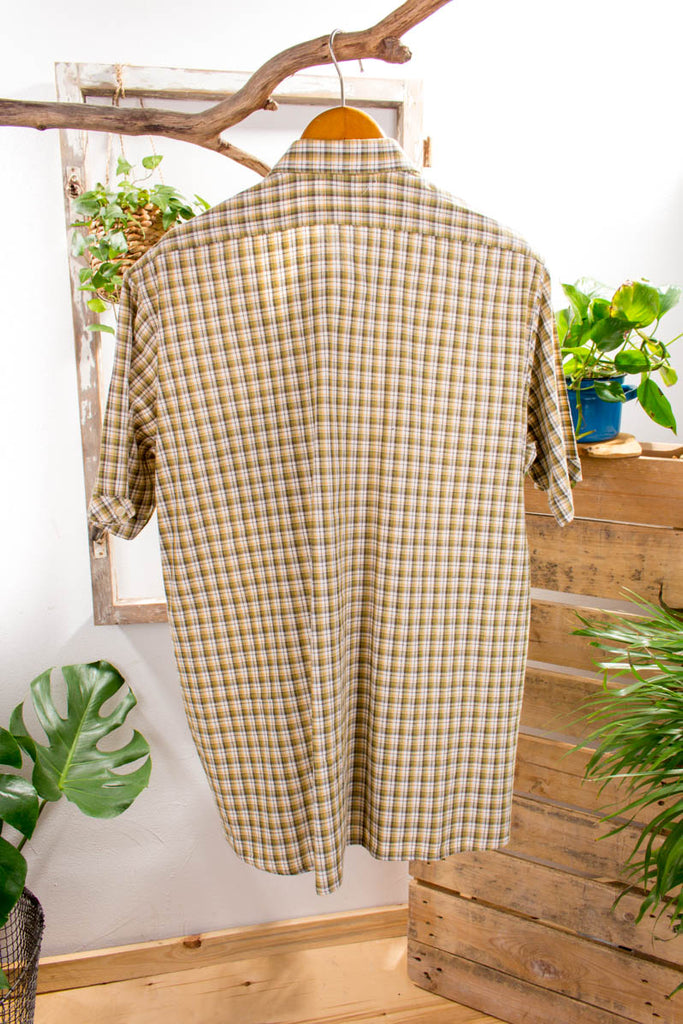 Vintage Hemd grün kariert 60er 70er braun Disco grün L 52-54 M 48-50 Mann Rockabilly vintageberlin.de