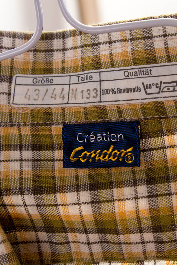 Vintage Hemd grün kariert 60er 70er braun Disco grün L 52-54 M 48-50 Mann Rockabilly vintageberlin.de