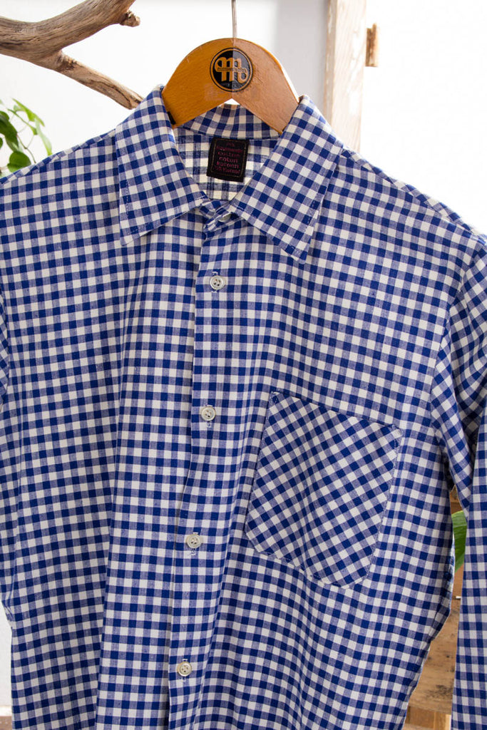 Hemd blau kariert 70er 80er blau M 48-50 Mann Rockabilly S 44-46 Schlager vintageberlin.de