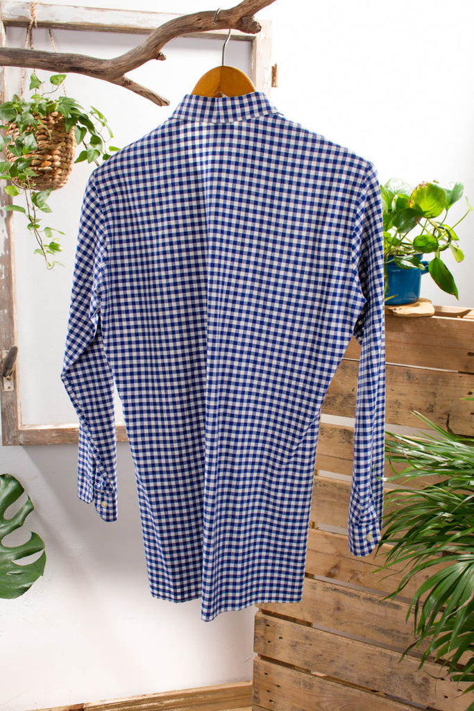 Hemd blau kariert 70er 80er blau M 48-50 Mann Rockabilly S 44-46 Schlager vintageberlin.de