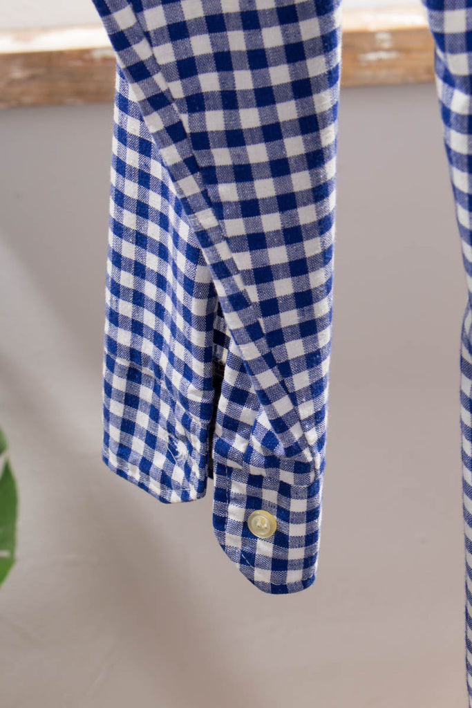 Hemd blau kariert 70er 80er blau M 48-50 Mann Rockabilly S 44-46 Schlager vintageberlin.de