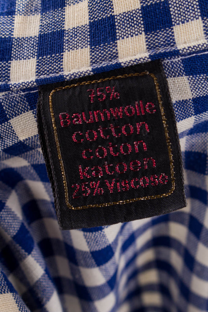 Hemd blau kariert 70er 80er blau M 48-50 Mann Rockabilly S 44-46 Schlager vintageberlin.de