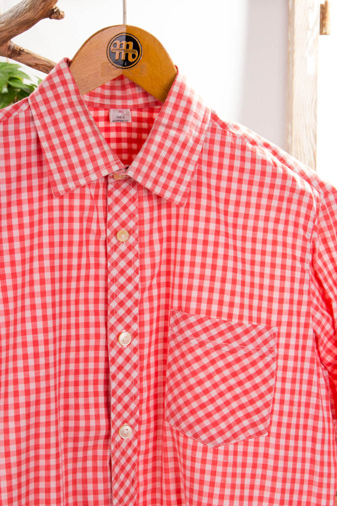 Hemd rot kariert 70er 80er M 48-50 Mann Rockabilly rot S 44-46 Schlager vintageberlin.de