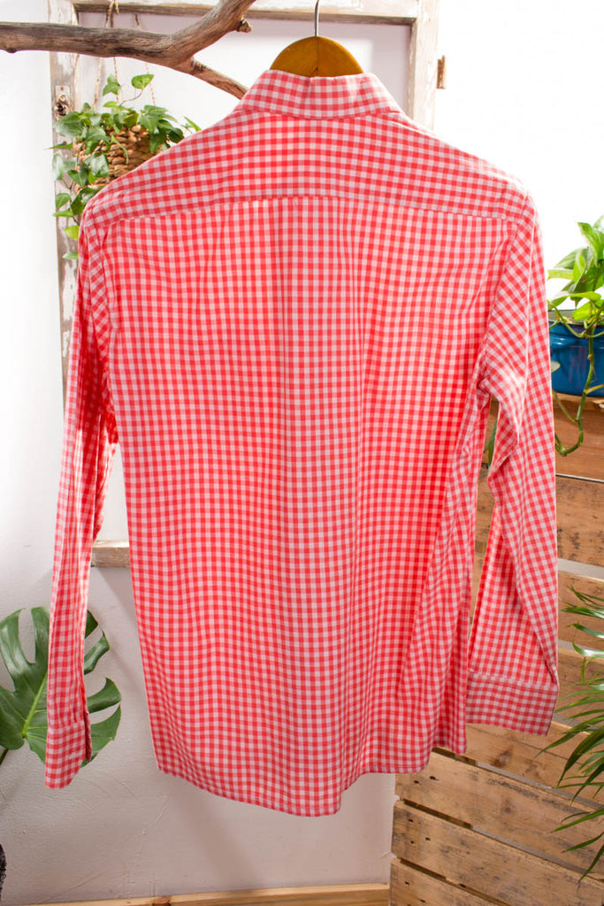 Hemd rot kariert 70er 80er M 48-50 Mann Rockabilly rot S 44-46 Schlager vintageberlin.de