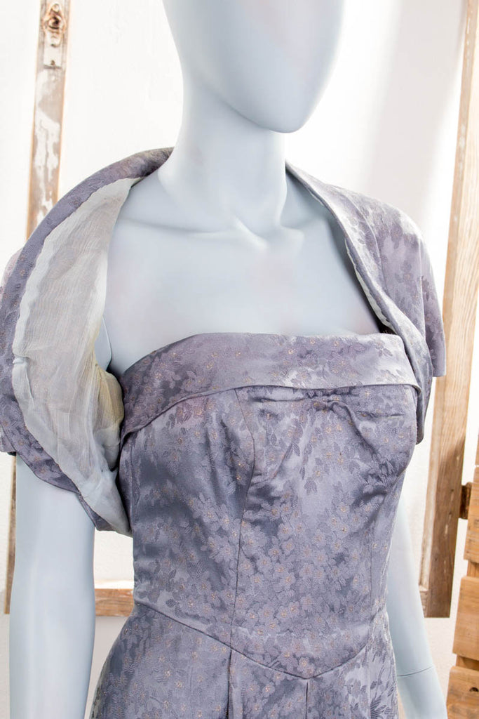 Vintage Petticoatkleid taubenblau 50er 60er Abendmode blau Frau grau Petticoat Rockabilly S 36-38 silber Special XS 32-34 vintageberlin.de