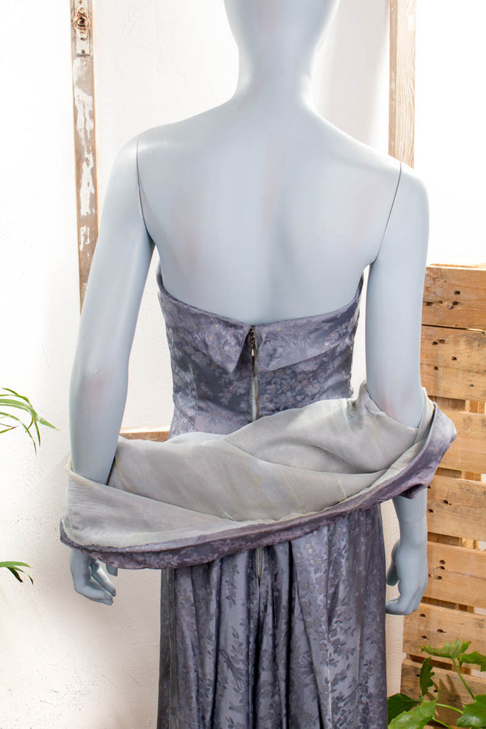 Vintage Petticoatkleid taubenblau 50er 60er Abendmode blau Frau grau Petticoat Rockabilly S 36-38 silber Special XS 32-34 vintageberlin.de