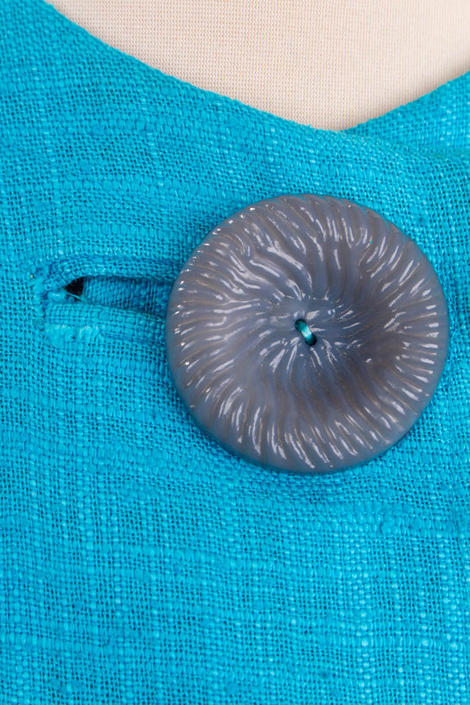 50s Leinen Kostüm türkis 50er 60er blau Frau L 44-46 M 40-42 Rockabilly Sekretärin Special türkis vintageberlin.de