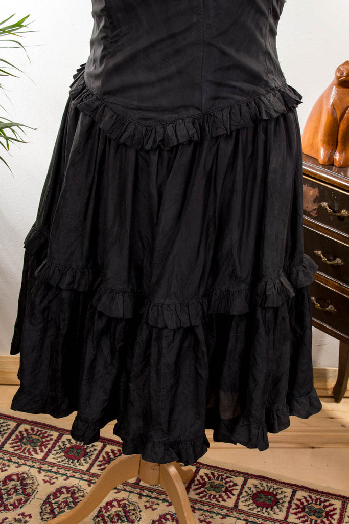 Cocktailkleid schwarz Seide 50er 80er Abendmode Disco Frau L 44-46 M 40-42 Petticoat Rockabilly schwarz Special vintageberlin.de