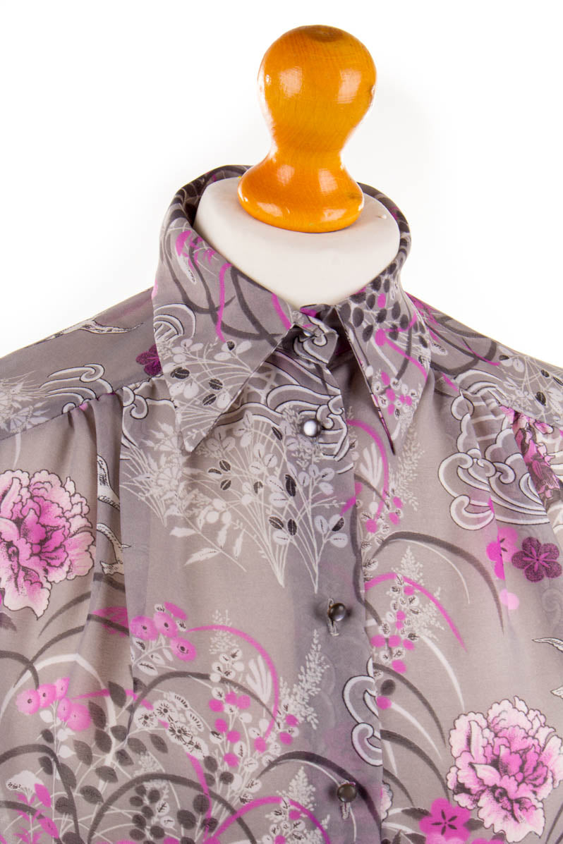 70s Chiffonbluse Möwen