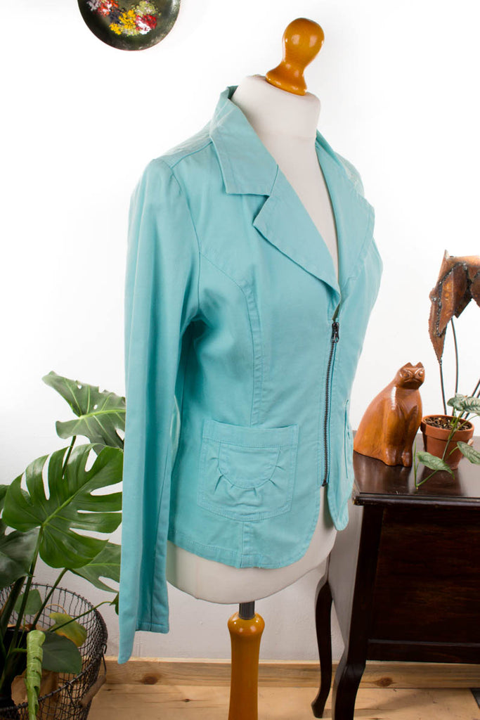 Sommer Blazer türkis 90er Frau M 40-42 S 36-38 türkis vintageberlin.de