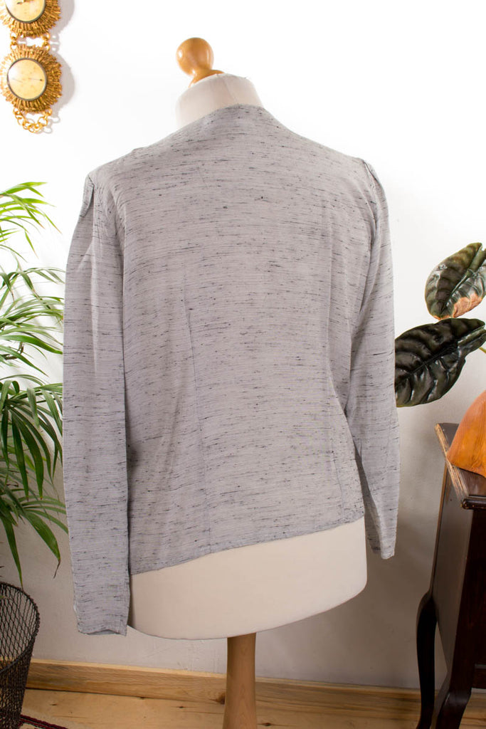 Vintage Bluse grau meliert 80er 90er Frau grau L 44-46 Sekretärin vintageberlin.de