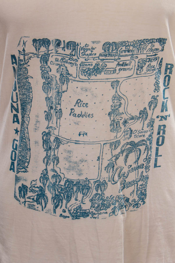 70er Hippie Shirt weiß blau 70er blau Disco Frau Hippie M 40-42 real-boho Special weiß vintageberlin.de