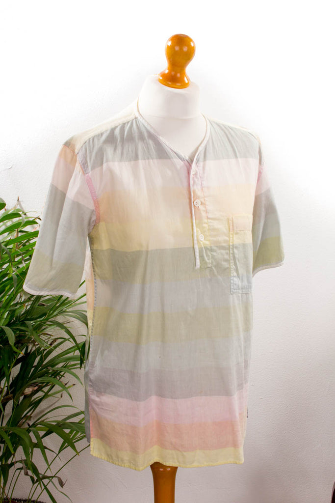 Pastell Polo Hemd 70er Boho bunt Hippie Mann real-boho S 44-46 Special vintageberlin.de