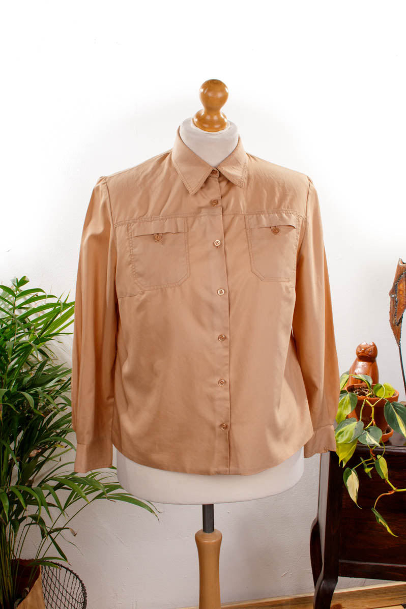 Vintage Hemdbluse beige