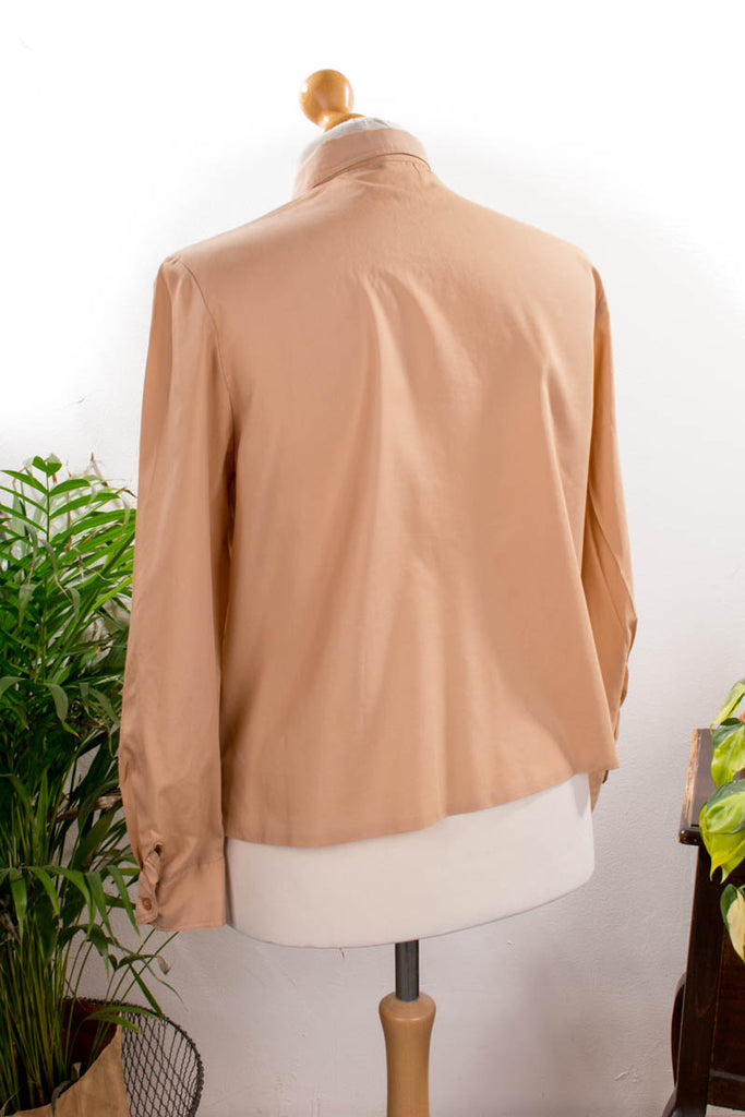 Vintage Hemdbluse beige 70er beige Frau L 44-46 M 40-42 vintageberlin.de