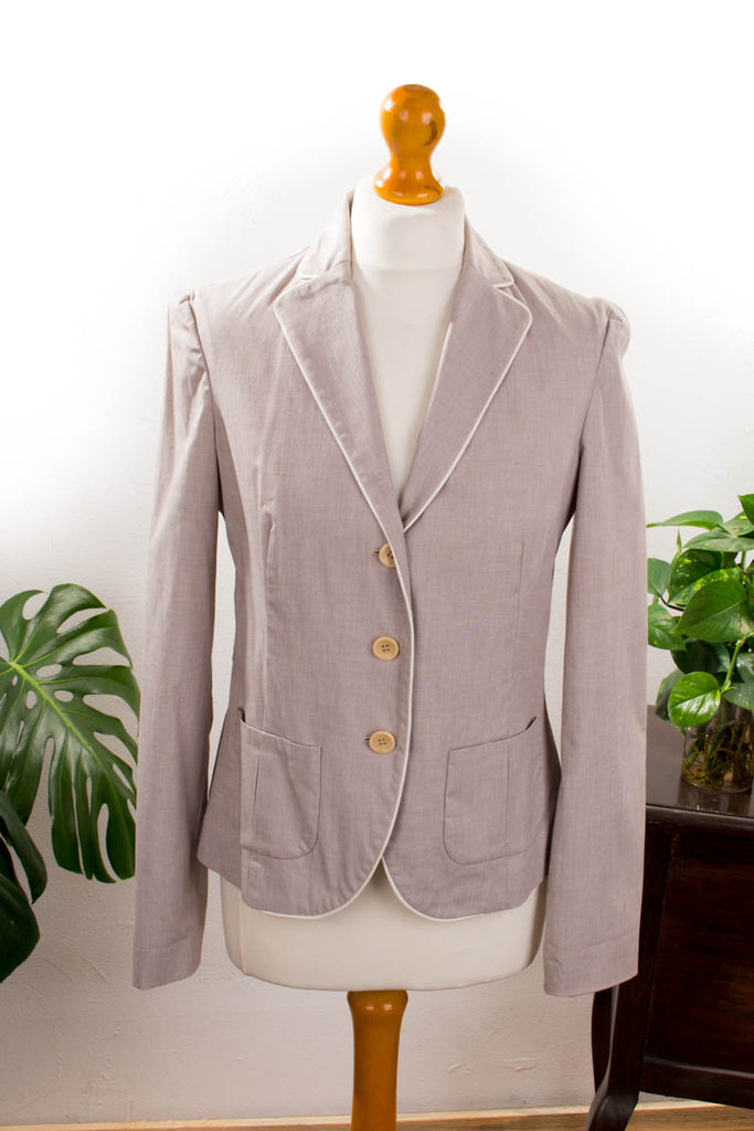 Stefanel Blazer beige grau Default Title beige Frau grau S 36-38 Sekretärin Special vintageberlin.de