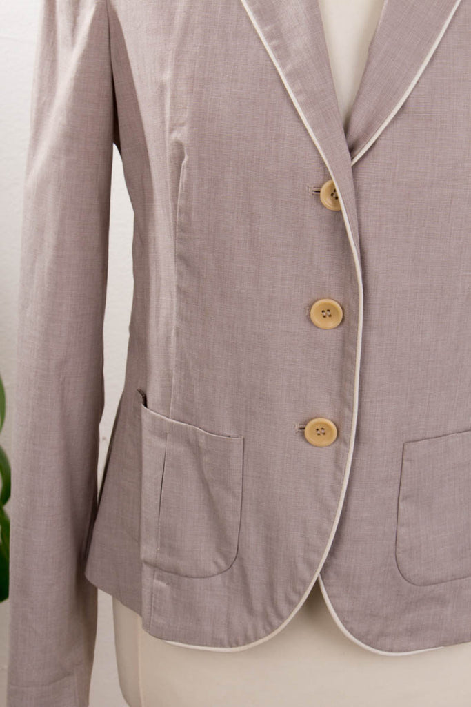 Stefanel Blazer beige grau beige Frau grau S 36-38 Sekretärin Special vintageberlin.de