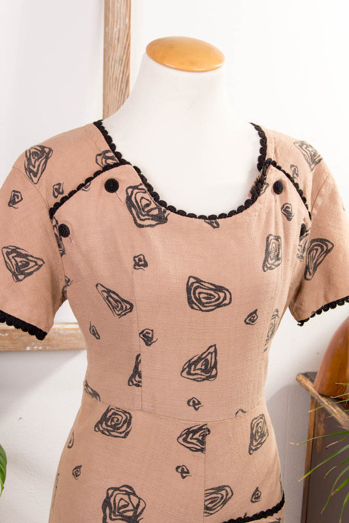 50er Jahre Kleid braun 50er braun Frau real-rockabilly Rockabilly S 36-38 Special vintageberlin.de