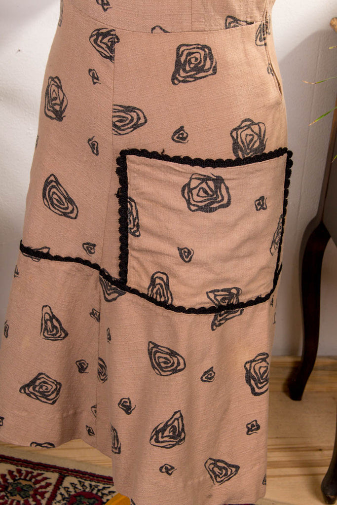 50er Jahre Kleid braun 50er braun Frau real-rockabilly Rockabilly S 36-38 Special vintageberlin.de