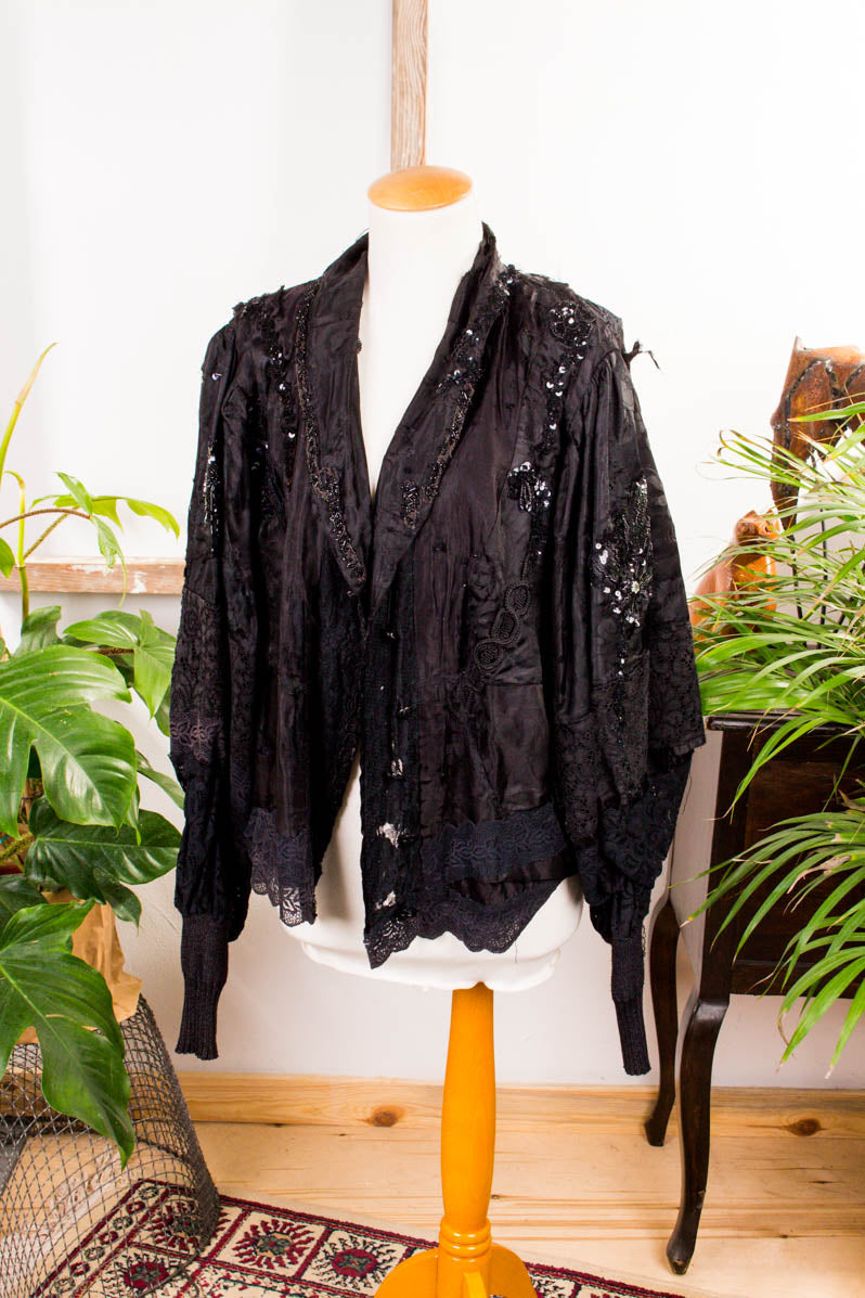 Vintage Patchworkjacke schwarz