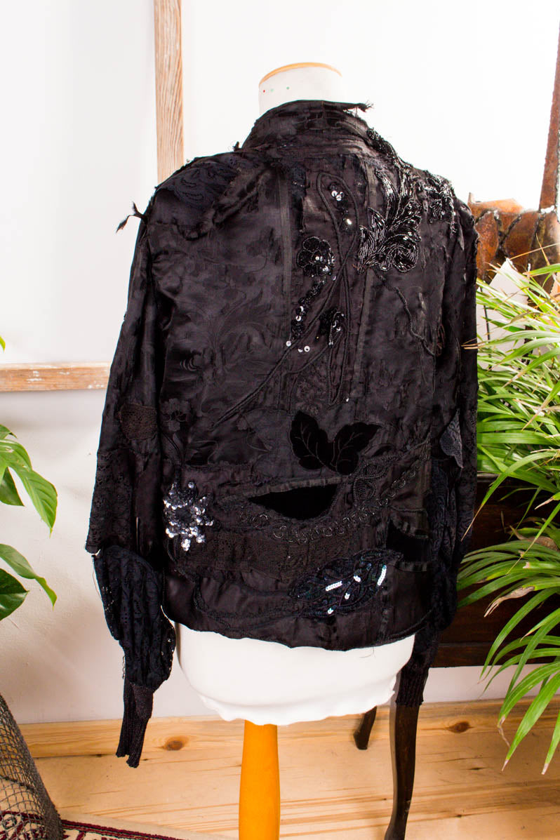 Vintage Patchworkjacke schwarz