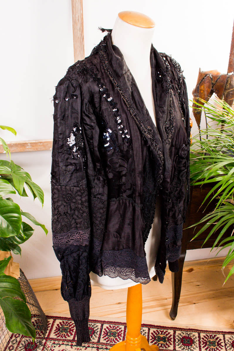 Vintage Patchworkjacke schwarz