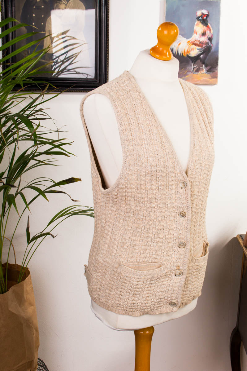 Baumwoll Strickweste beige