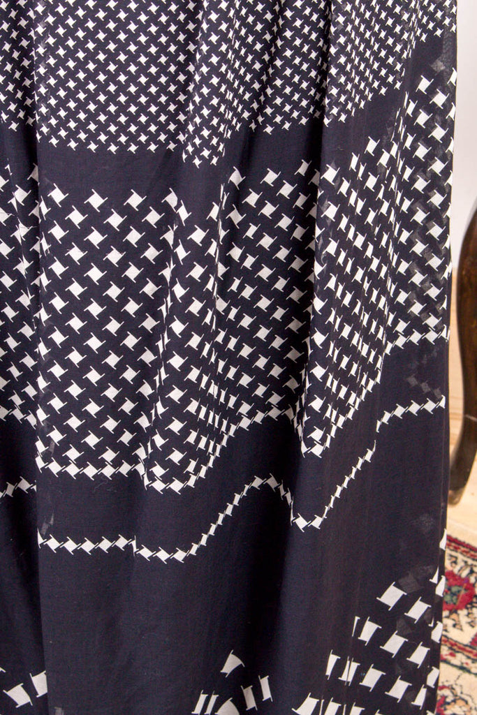 Hippierock schwarz-weiß Muster 60er 70er Boho Frau Hippie M 40-42 real-boho S 36-38 Schlager schwarz vintageberlin.de