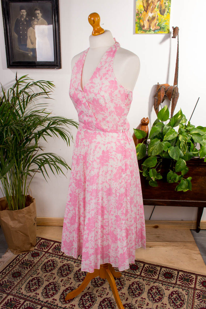 Disco Neckholder Sommerkleid rosa Default Title 70er Disco Frau Rockabilly rosa S 36-38 vintageberlin.de