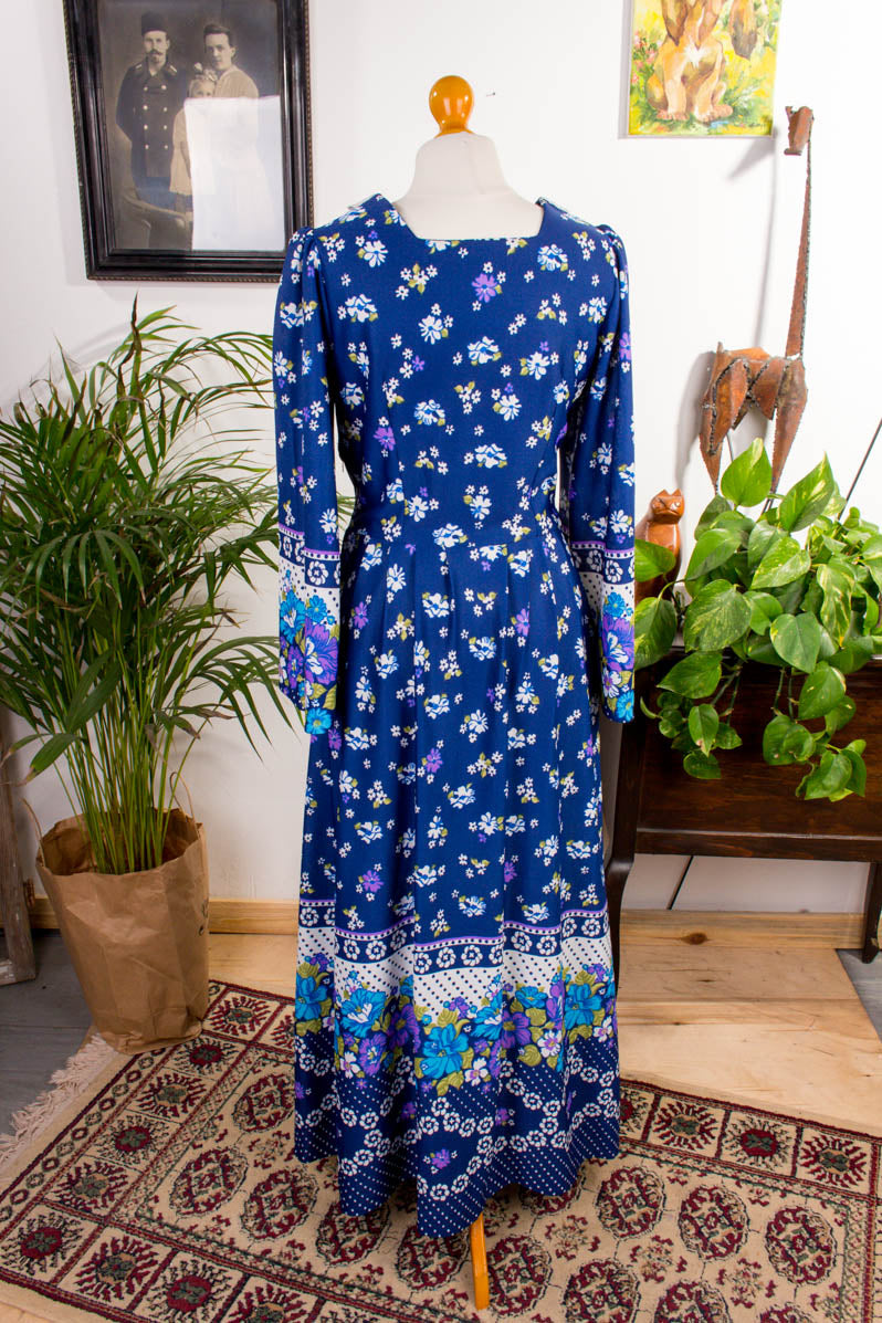 Maxikleid blau Blumen