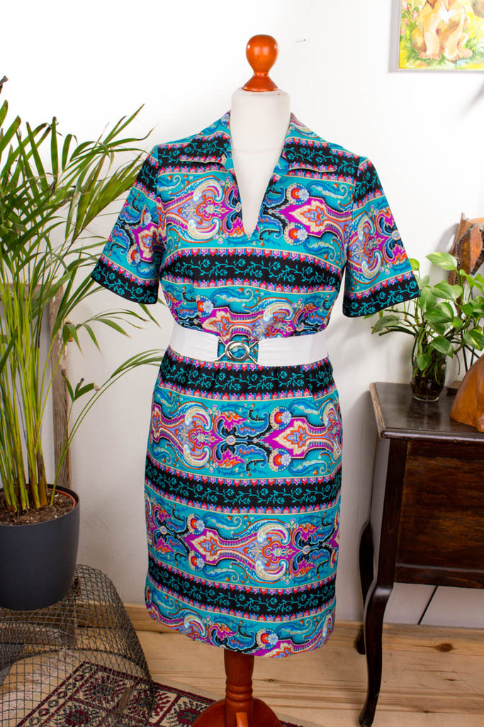 Vintage Disco Kleid bunt Default Title 60er 70er bunt Disco Frau M 40-42 real-disco Schlager Special vintageberlin.de