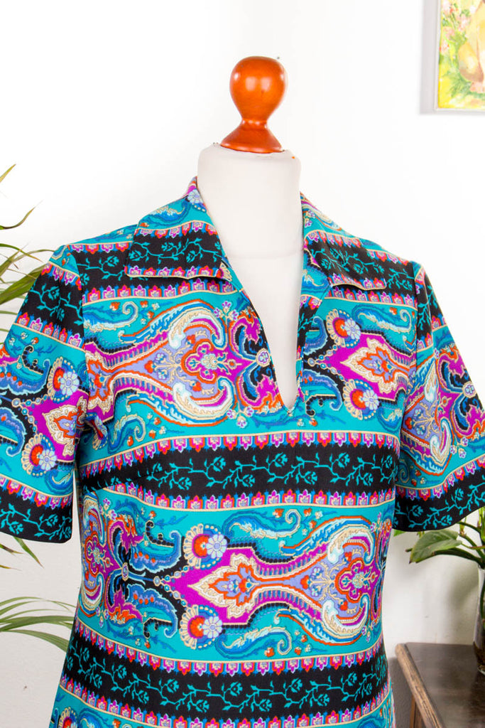 Vintage Disco Kleid bunt 60er 70er bunt Disco Frau M 40-42 real-disco Schlager Special vintageberlin.de