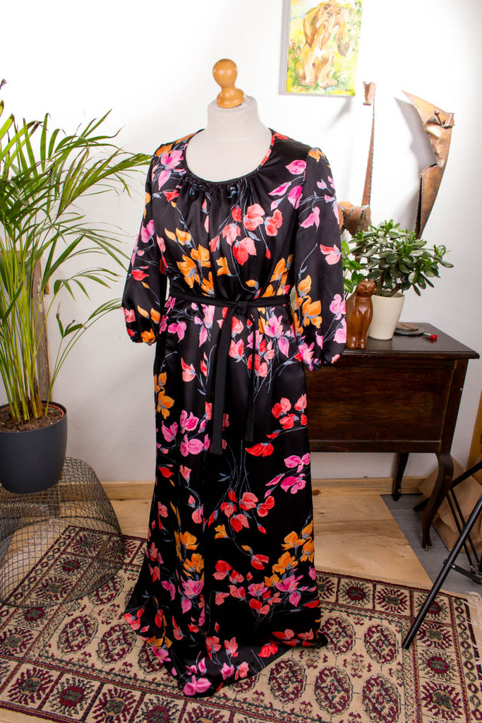 Hippie Maxikleid schwarz bunt Default Title 70er Abendmode Boho bunt Frau Hippie L 44-46 M 40-42 real-boho Schlager schwarz Special vintageberlin.de