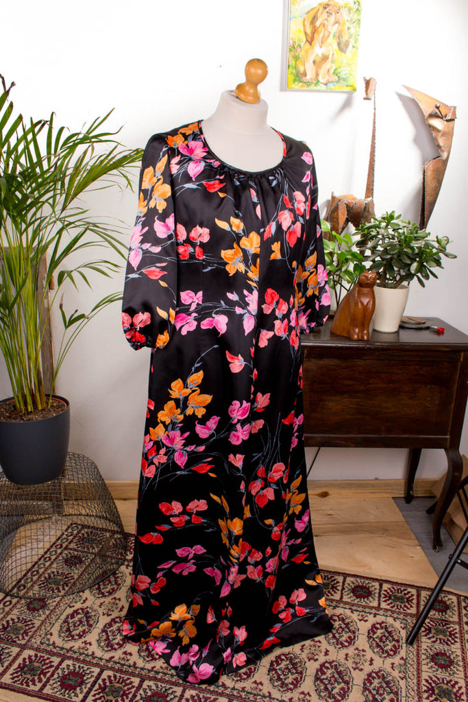 Hippie Maxikleid schwarz bunt 70er Abendmode Boho bunt Frau Hippie L 44-46 M 40-42 real-boho Schlager schwarz Special vintageberlin.de