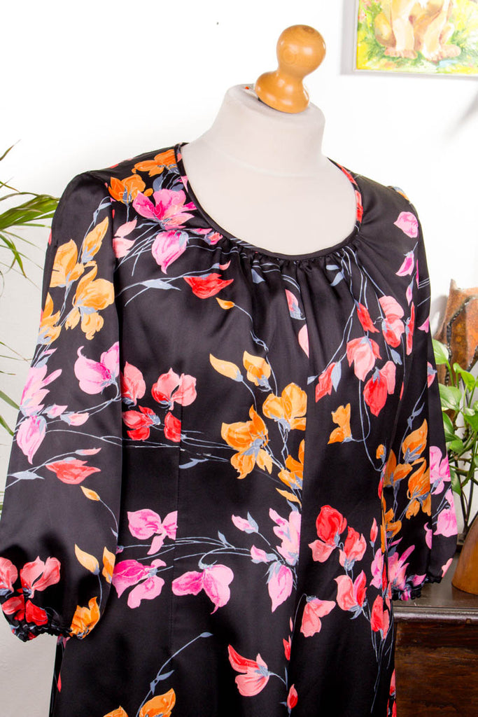 Hippie Maxikleid schwarz bunt 70er Abendmode Boho bunt Frau Hippie L 44-46 M 40-42 real-boho Schlager schwarz Special vintageberlin.de