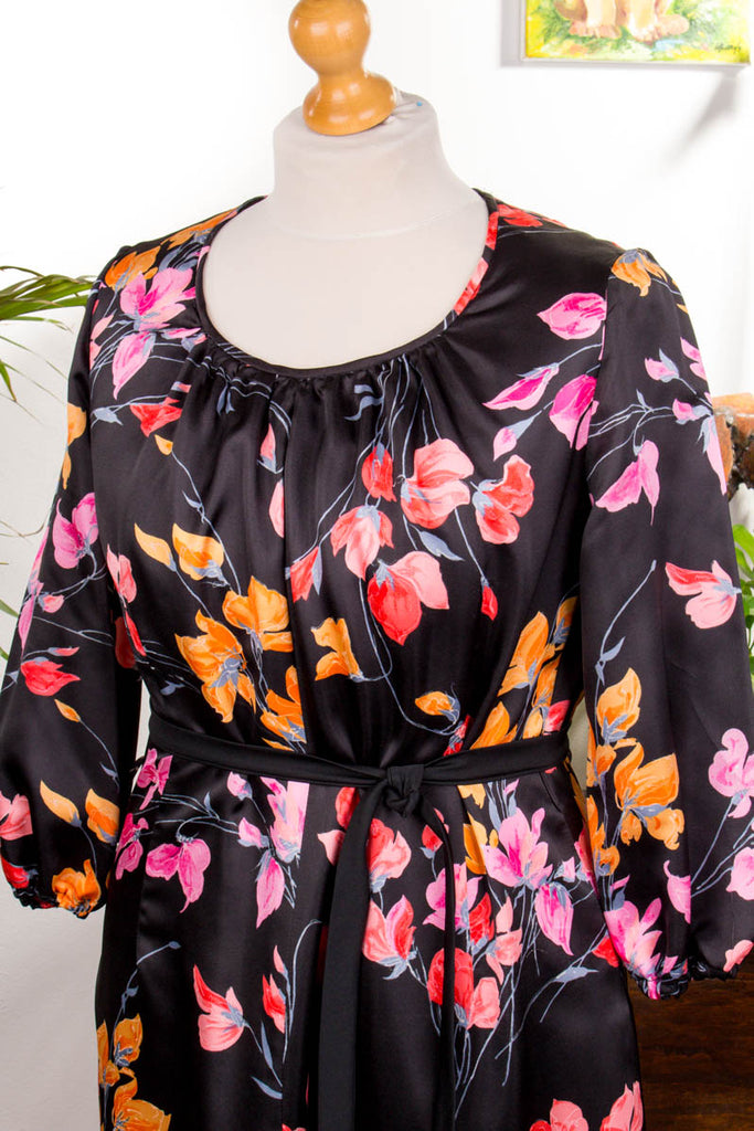 Hippie Maxikleid schwarz bunt 70er Abendmode Boho bunt Frau Hippie L 44-46 M 40-42 real-boho Schlager schwarz Special vintageberlin.de