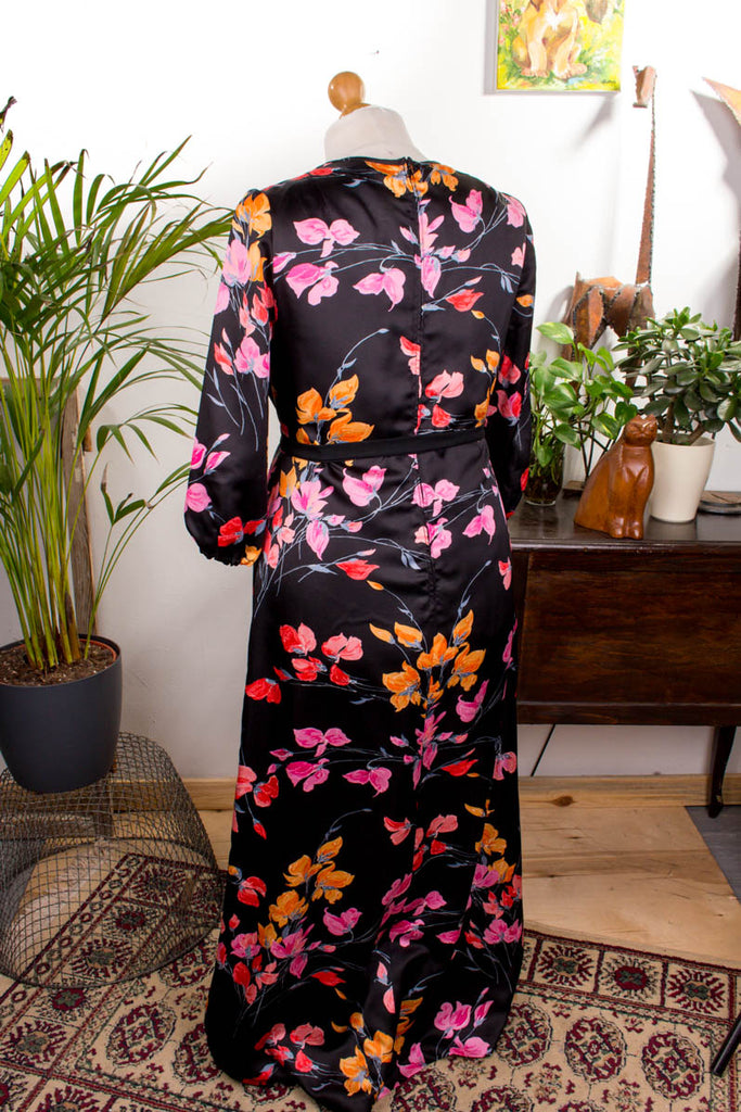 Hippie Maxikleid schwarz bunt 70er Abendmode Boho bunt Frau Hippie L 44-46 M 40-42 real-boho Schlager schwarz Special vintageberlin.de