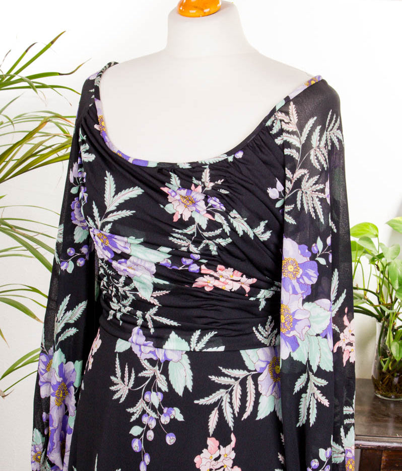 Maxikleid schwarz bunt Blumen