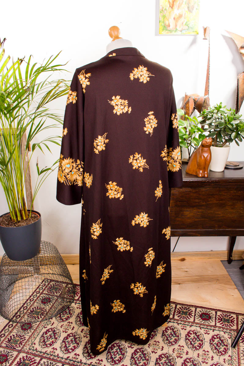 Vintage Morgenrock Loungekleid braun