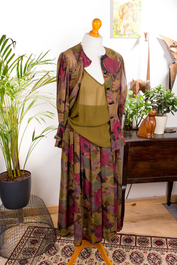 80er Sommerkostüm Chiffon Culottes Default Title 80er 90er Boho bunt Frau S 36-38 vintageberlin.de