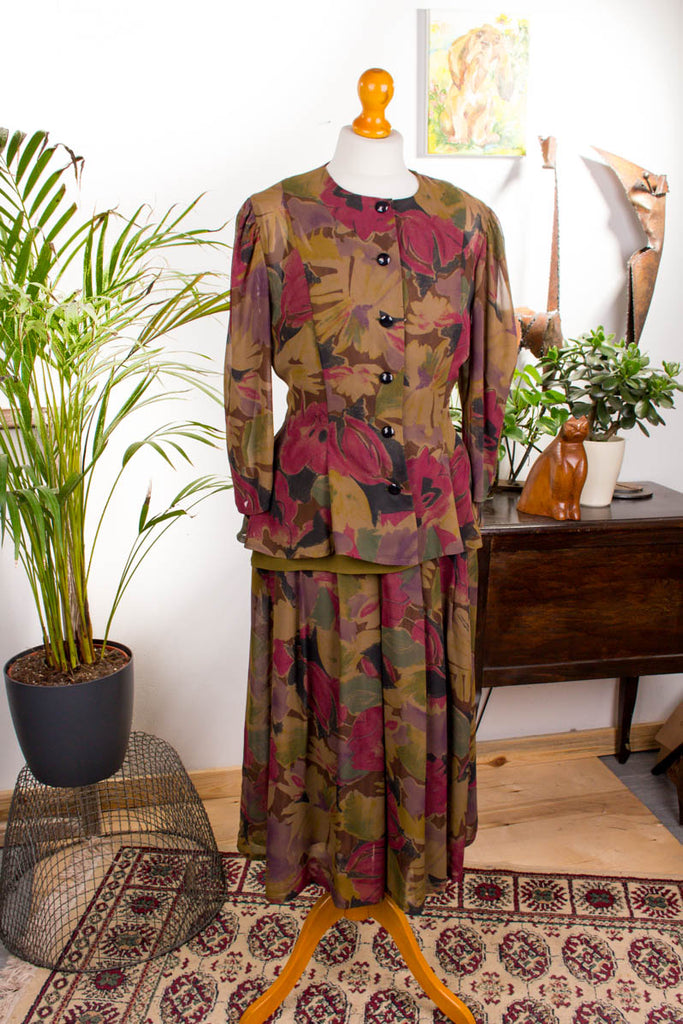 80er Sommerkostüm Chiffon Culottes 80er 90er Boho bunt Frau S 36-38 vintageberlin.de