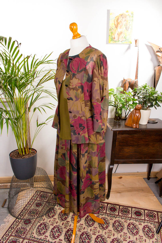 80er Sommerkostüm Chiffon Culottes 80er 90er Boho bunt Frau S 36-38 vintageberlin.de