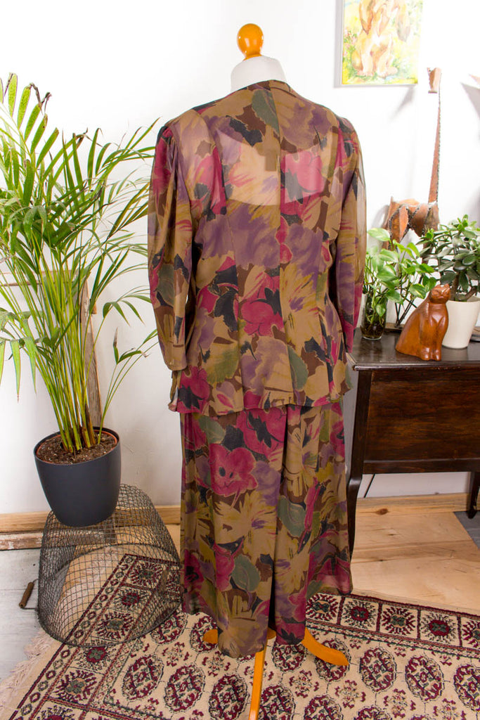 80er Sommerkostüm Chiffon Culottes 80er 90er Boho bunt Frau S 36-38 vintageberlin.de