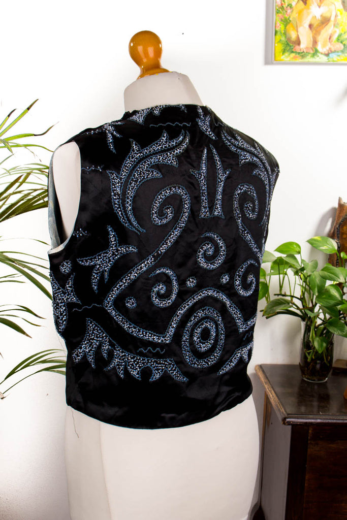 Art Deco Top schwarz bestickt 20er 30er Abendmode Boho Charleston Flapper&Charleston Frau Gothic M 40-42 S 36-38 schwarz Special vintageberlin.de