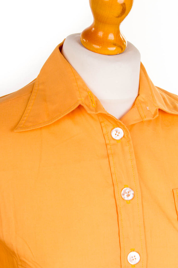 70s Disco Hemd Bluse orange Megakragen 70er Disco Frau orange real-disco real-schlager S 36-38 Schlager vintageberlin.de