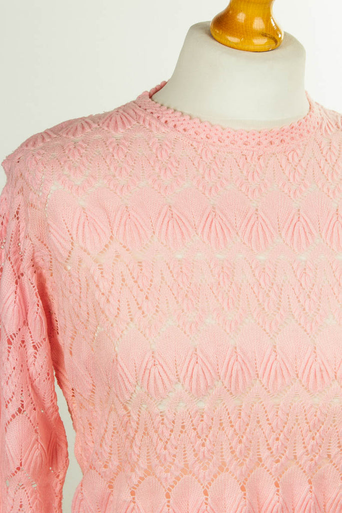 Vintage Spitzentop rosa 60er 70er Disco Frau M 40-42 rosa Schlager vintageberlin.de