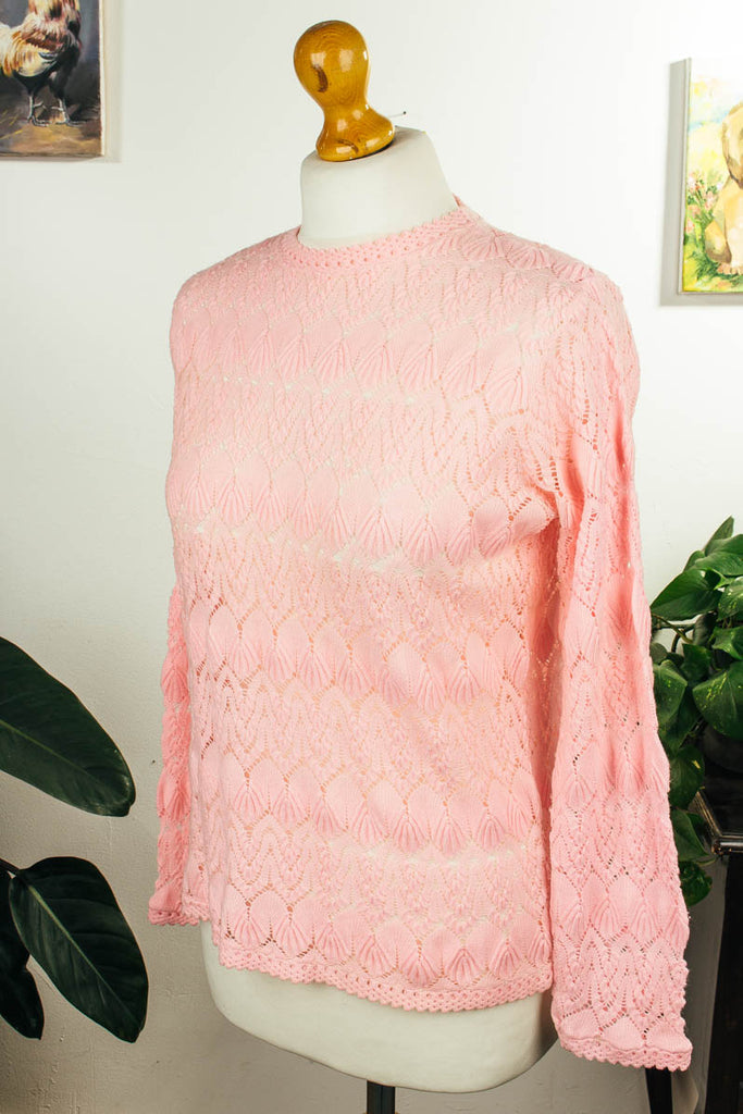 Vintage Spitzentop rosa 60er 70er Disco Frau M 40-42 rosa Schlager vintageberlin.de
