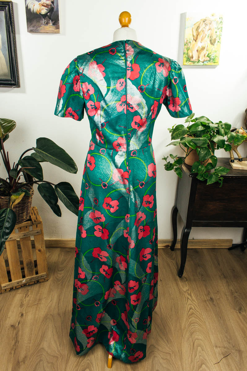 Hippie Maxikleid grün pink Glitzer